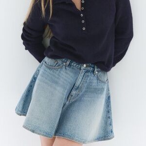 H&M Flared Denim Mini Skirt